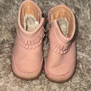Pink Fringe Toddler Ankle Boots